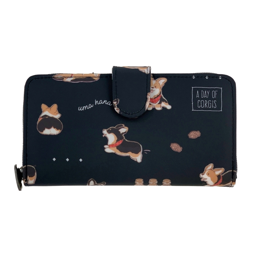 Waterproof Tricolor Corgi Long Snap Fold Wallet Purse Coin Pouch